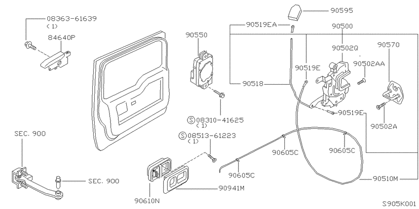 Back door lock & handle