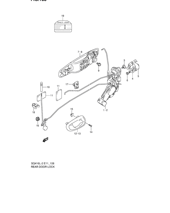 Rear door lock