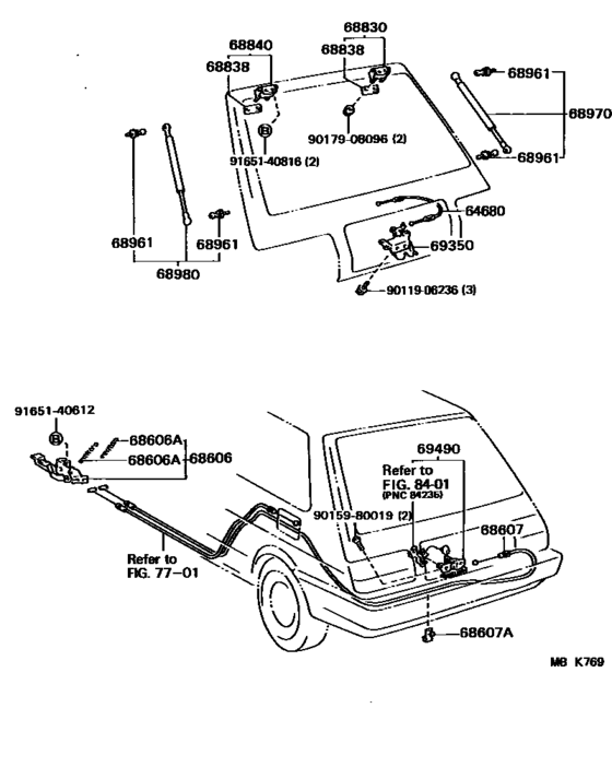 Back Door Lock & Handle for 1986 - 1988 Toyota COROLLA AE82 | U.S.A ...