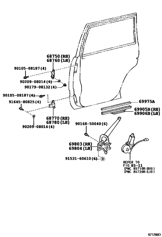 Rear Door Window Regulator & Hinge