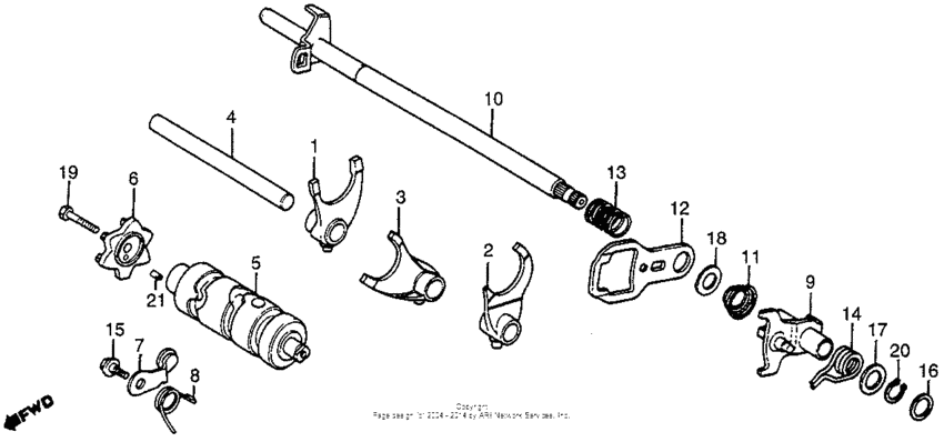 Shift drum + shift fork