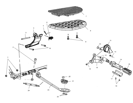 Chassis, floor board and side stand