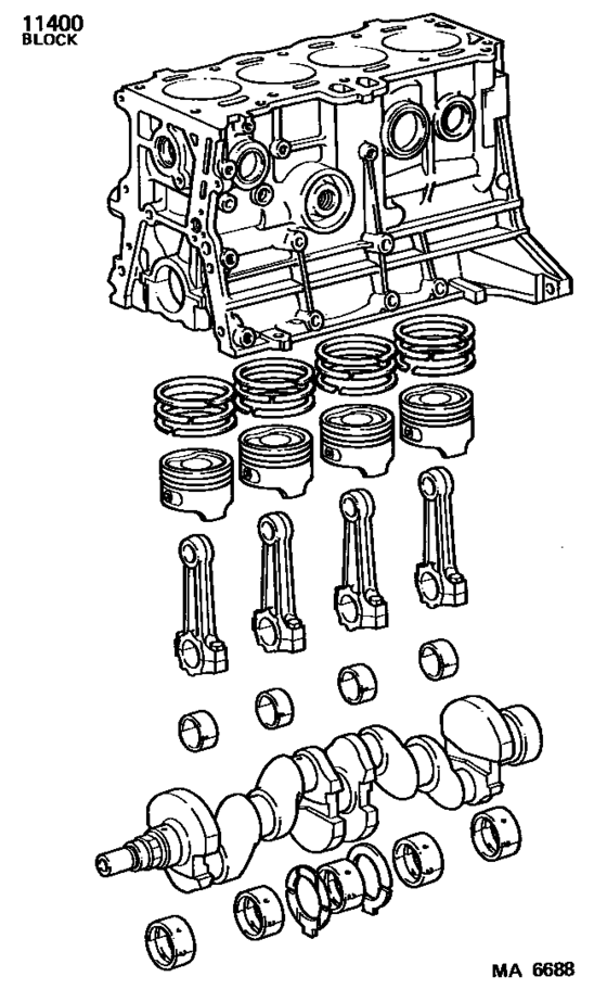 Short Block Assembly for 1983 1987 Toyota COROLLA AE86 General