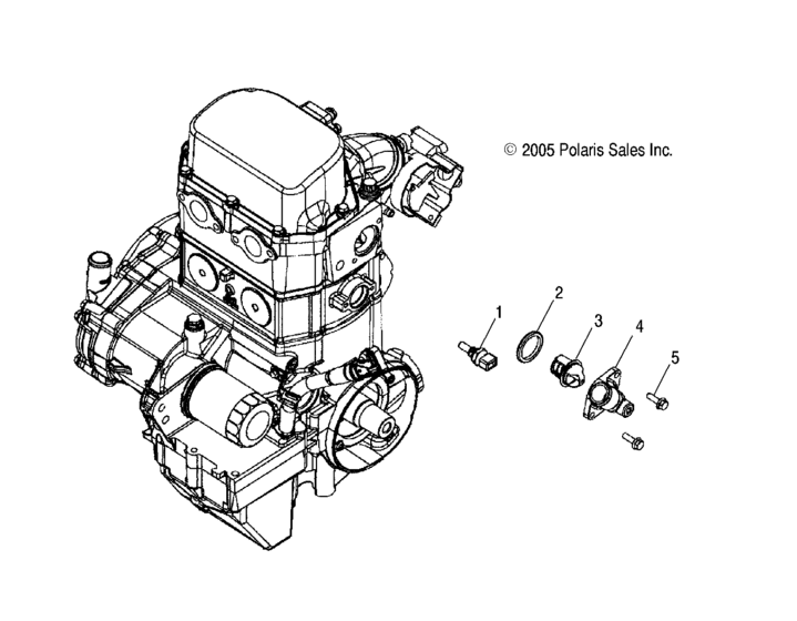 Engine, manifold and thermostat