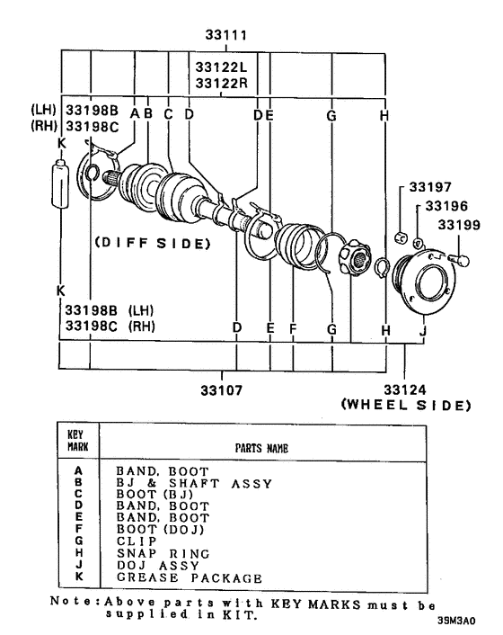 Rear axle drive shaft