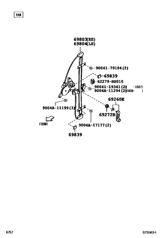 Rear Door Window Regulator & Hinge