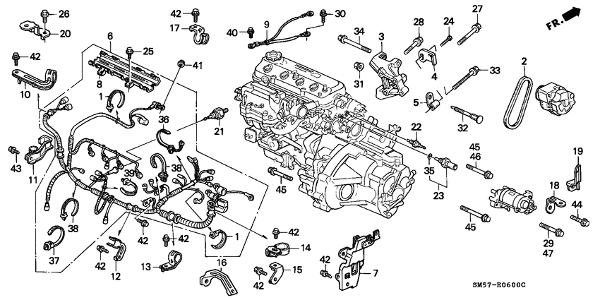 Engine sub cord/clamp