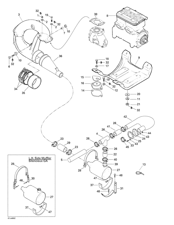 01- engine support and muffler