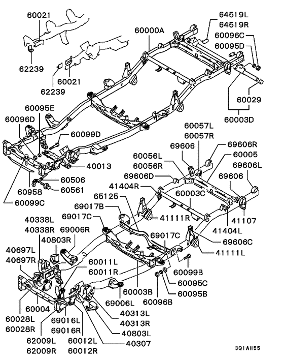 Chassis frame for 1999 2007 Mitsubishi L200/TRITON/SPORTERO/STRADA