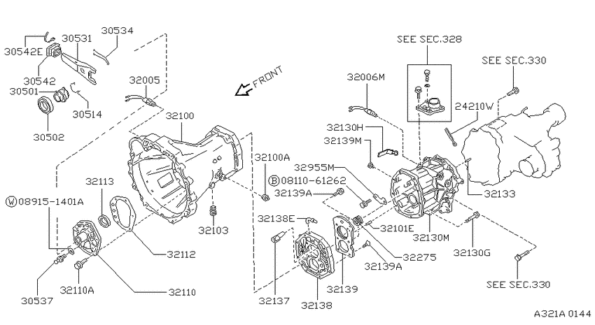 Transmission case & clutch release