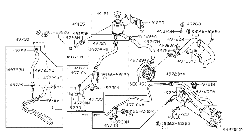 Power steering piping