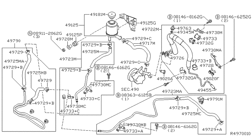 Power steering piping