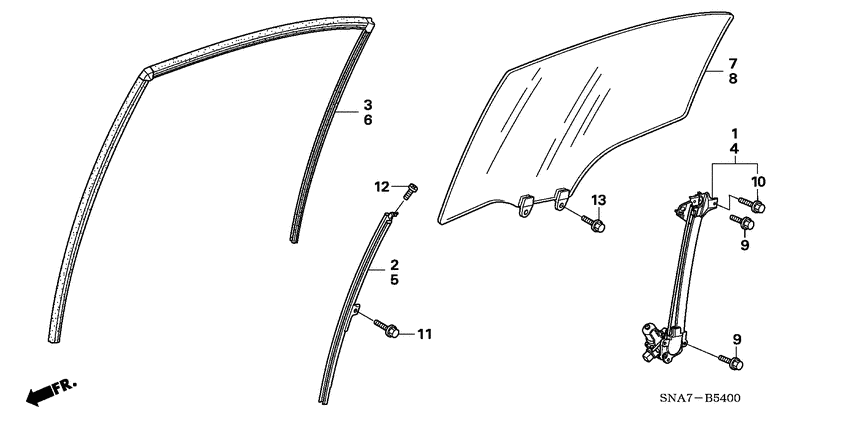 Rear door glass/ door regulator