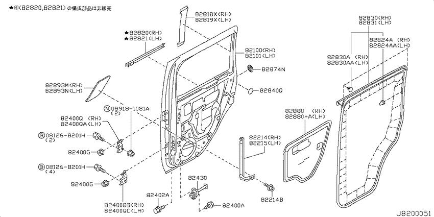 Rear door panel & fitting