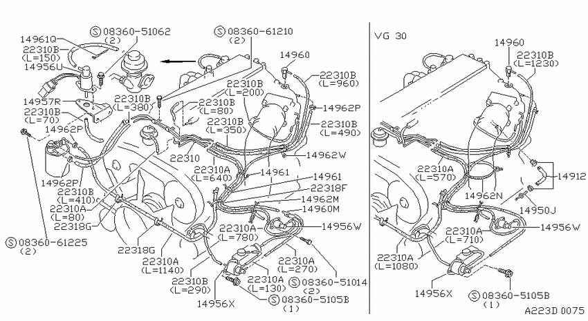 Vacuum piping for 1983 - 2011 Nissan 300ZX Z31 | U.S.A. sales region