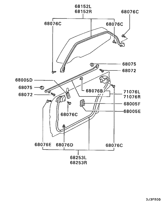 Rear door panel & glass