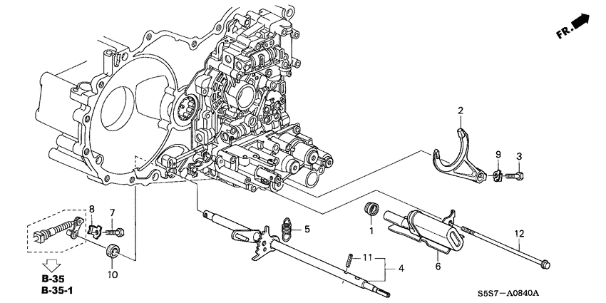 Shift fork/control shaft