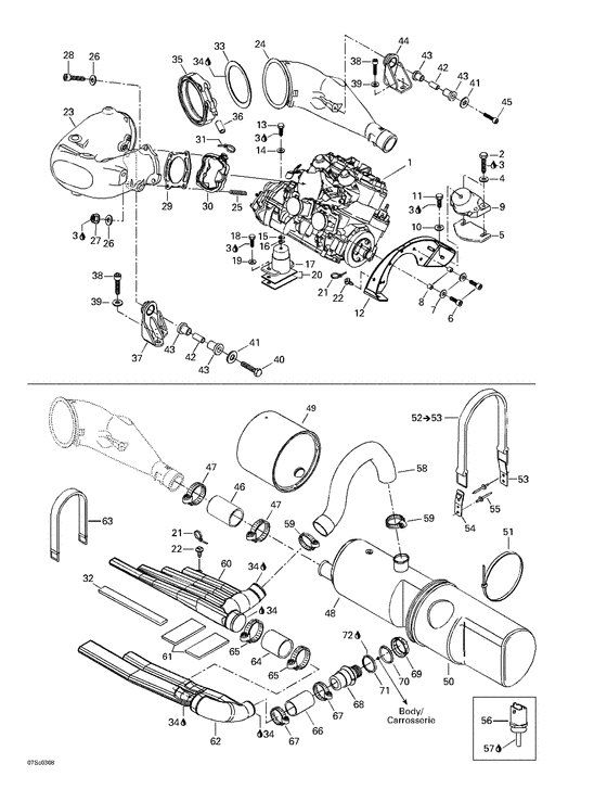 01- engine support and muffler