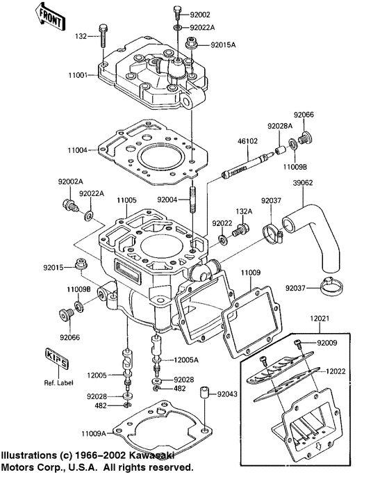 Cylinder head/cylinder/reed