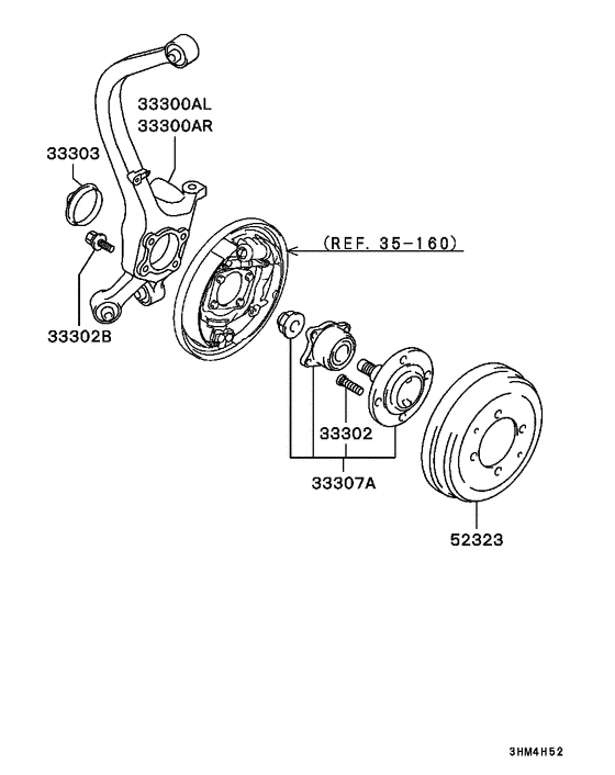 Rear axle hub & drum