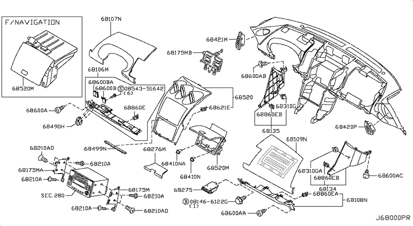 Instrument panel, pad & cluster lid