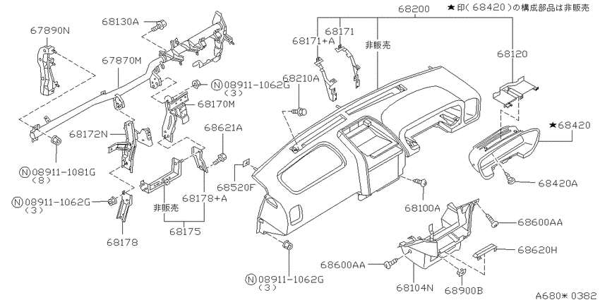 Instrument panel, pad & cluster lid