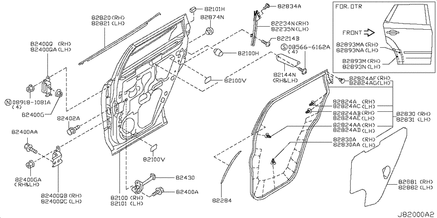 Rear door panel & fitting