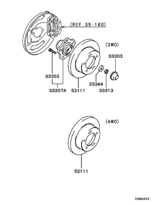 Rear axle hub & drum