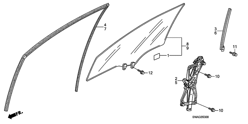 Front door glass/ door regulator