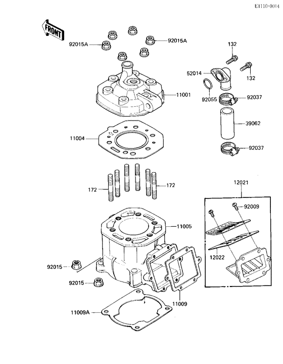 Cylinder head/cylinder/reed valve