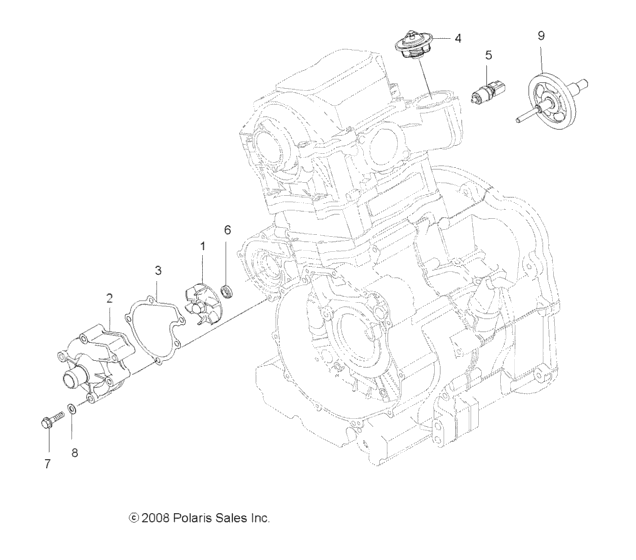 Engine, cooling system and water pump