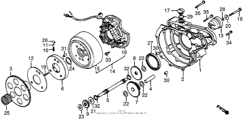 Left crankcase cover + alternator