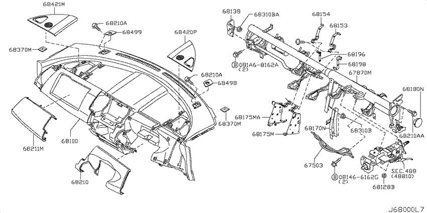 Instrument panel, pad & cluster lid
