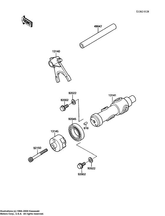 Gear change drum/shift fork