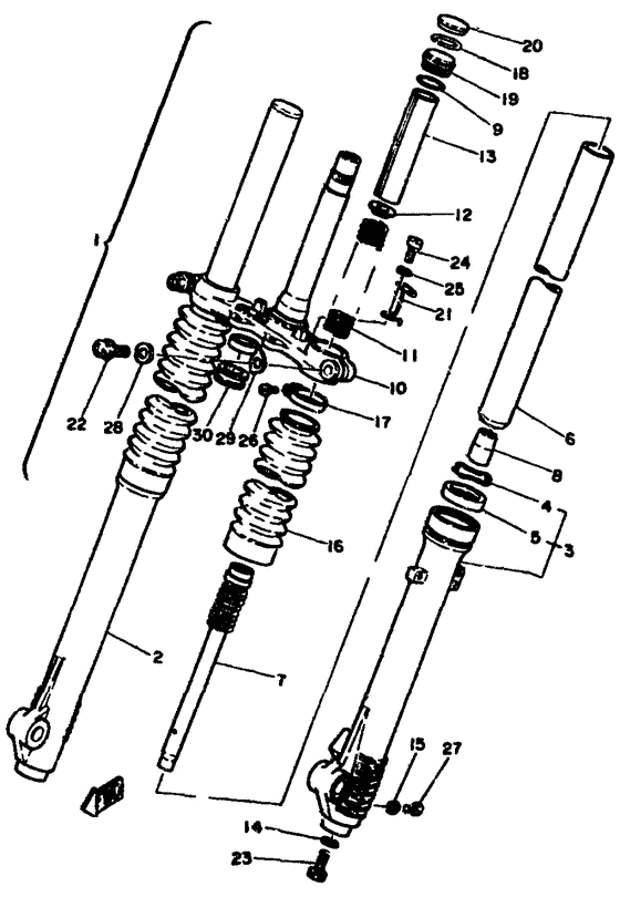 Front fork for 1981 Yamaha XT250 Europe (General) (999) sales region
