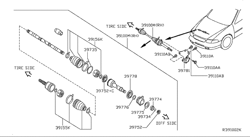 Front drive shaft (ff)