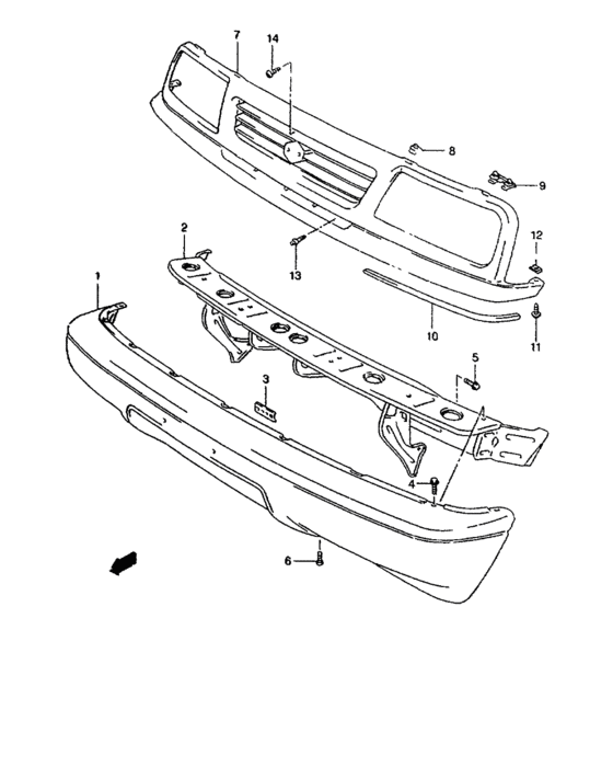 B front bumper and grille