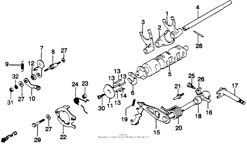 Shift drum + shift fork 80-81