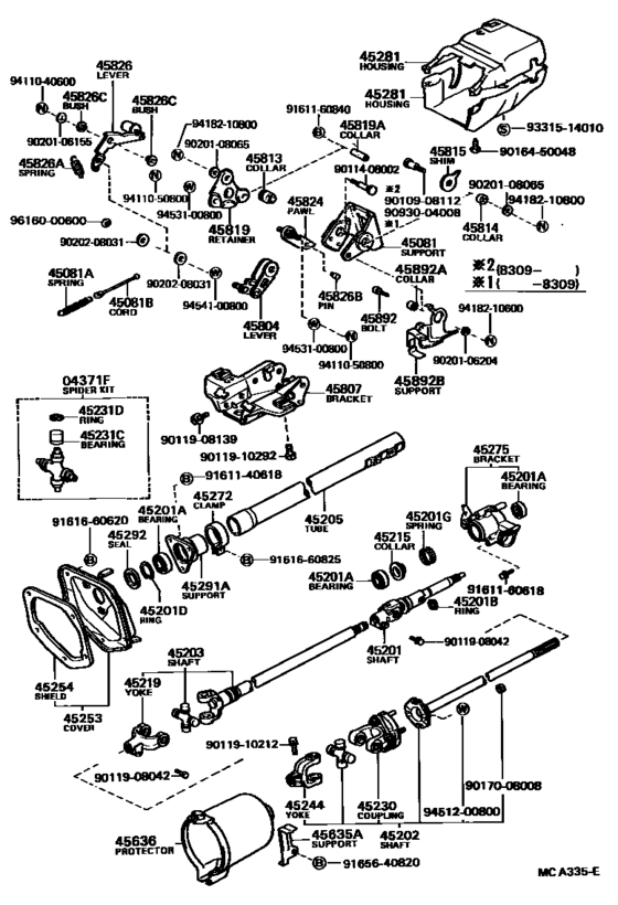 Steering Column & Shaft for 1983 - 1985 Toyota HILUX/4RUNNER TRUCK YN65 ...