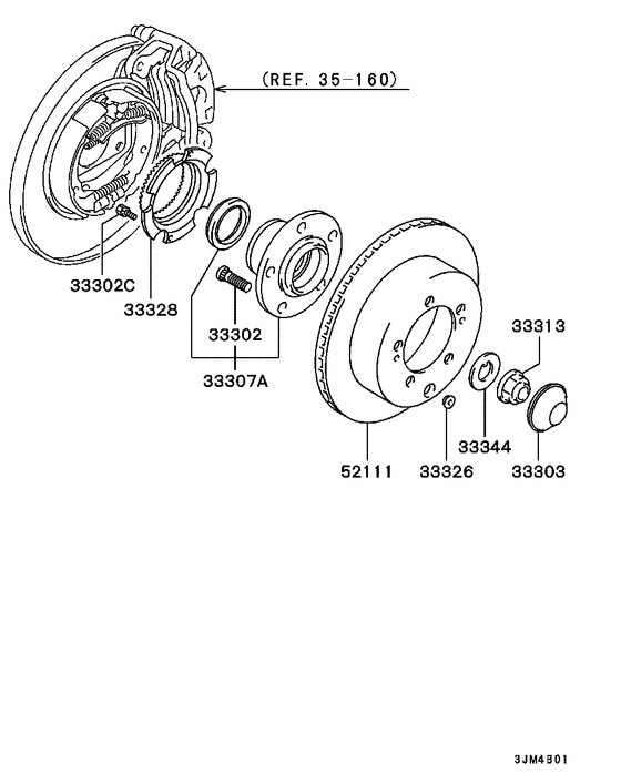 Rear axle hub & drum