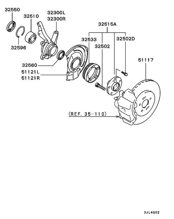 Front axle hub & drum
