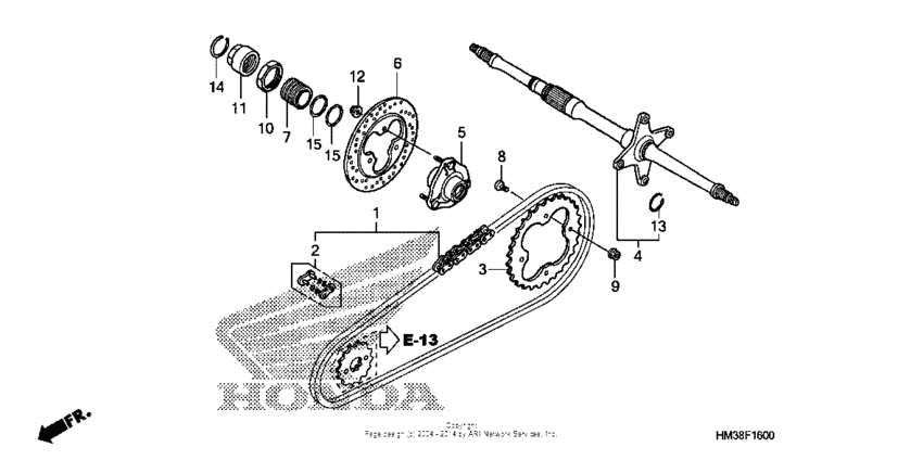 Rear wheel axle