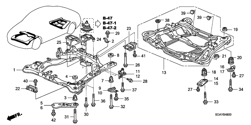 Front sub frame/rear beam