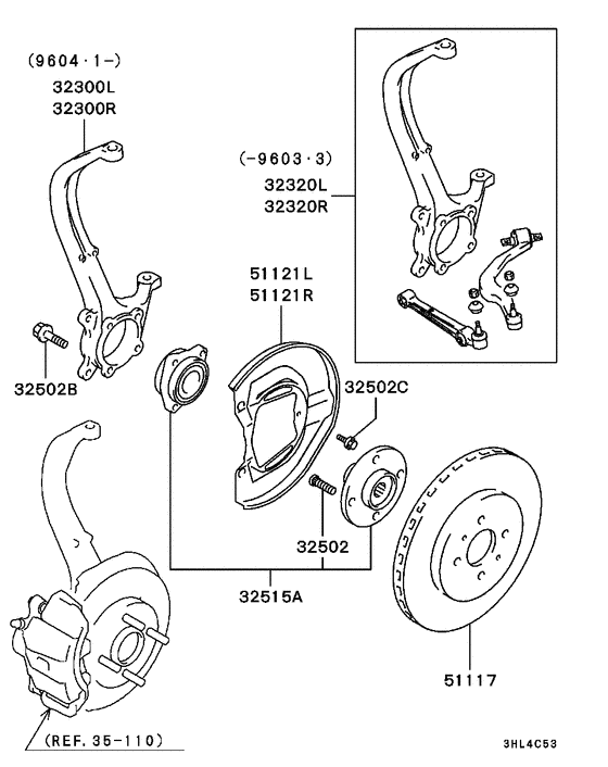 Front axle hub & drum
