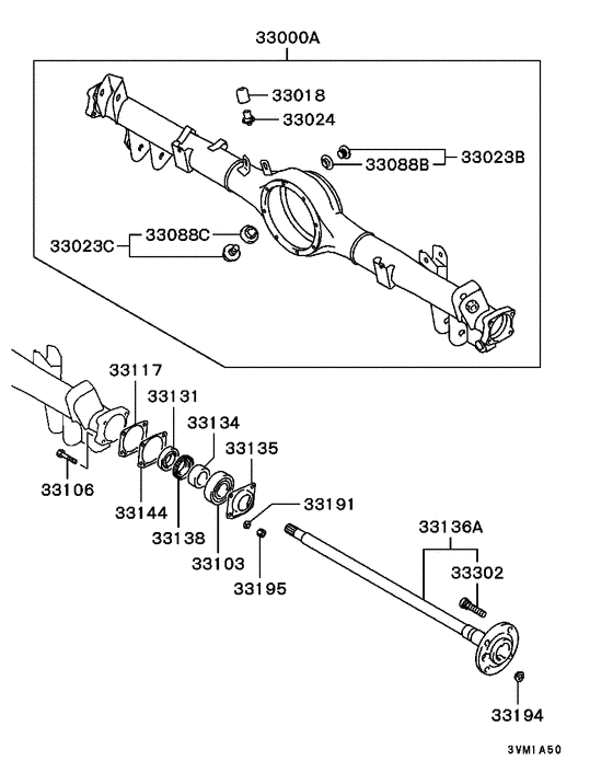 Rear axle housing & shaft
