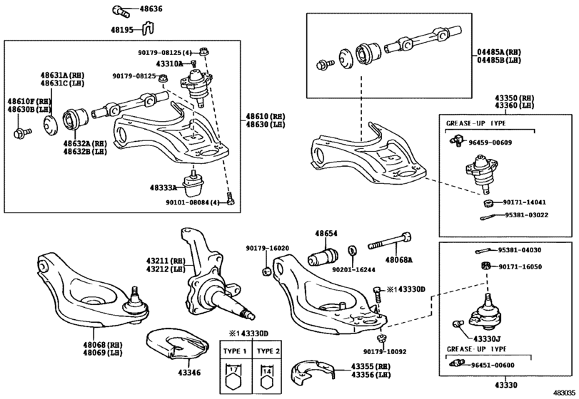 Front Axle Arm & Steering Knuckle for 1991 - 1995 Toyota CROWN/ MAJESTA ...