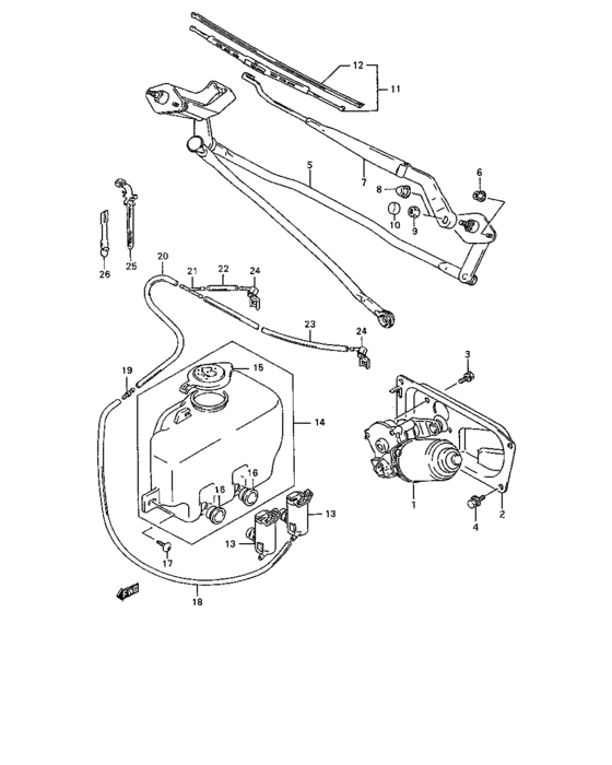 Fr windshield wiper and washer
