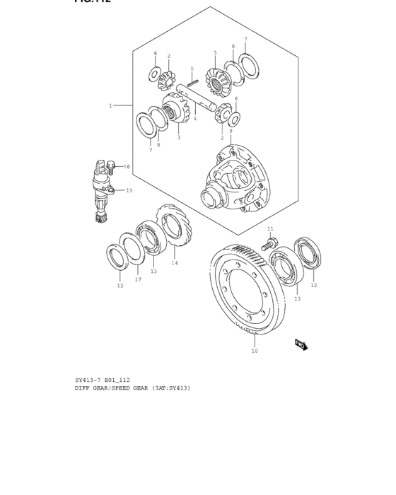 Diff gear and speed gear