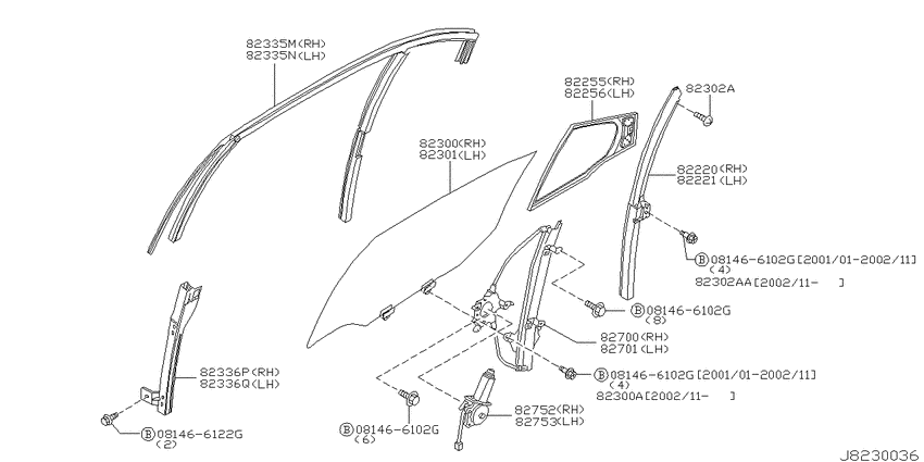 Rear door window & regulator