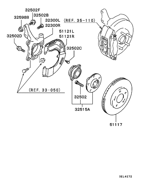 Front axle hub & drum